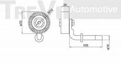 TREVI AUTOMOTIVE ta1551 -  Натяжной ролик, поликлиновой  ремень
